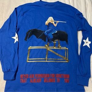 Beyonce Official Cowboy Carter Tour - Blue Graphic Long Sleeve Shirt - M
